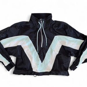 Free People Movement FP Windbreaker color block Nylon Mock Neck Small Half Zip